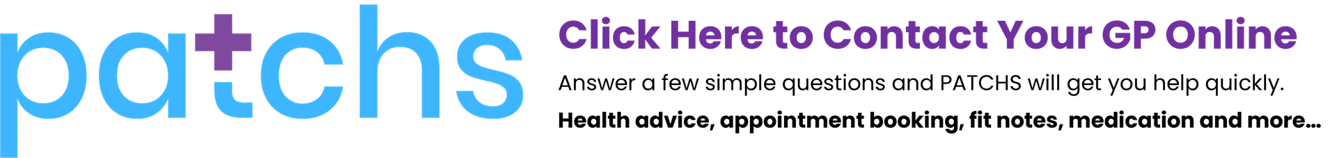 patchs banner contact your GP online